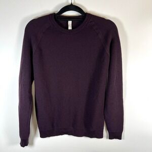 Lululemon Merino Wool Blend Textured Knit Sweater Pullover Burgundy Size 12 cozy